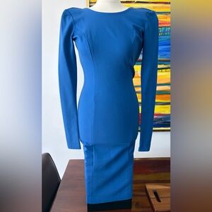 Beckley by Melissa Blue LS Bodycon Blue Dress Metal Zipper  Lovely Sz 0 w/Tags 💙